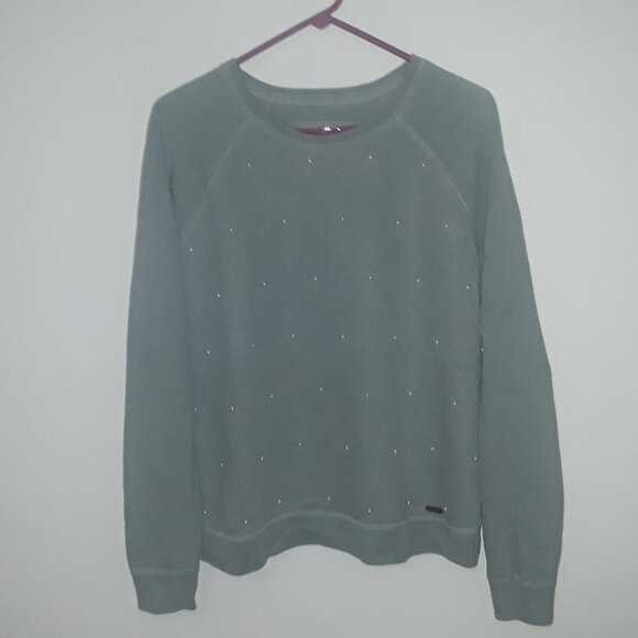 Abercrombie & Fitch Lg Lightweight Gray Sweatshirt w/White Pearls - Picture 1 of 5